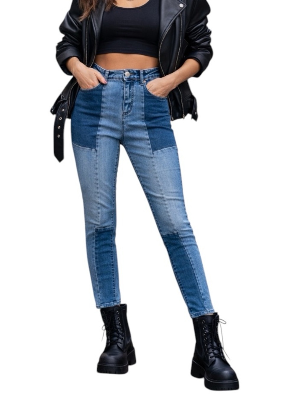 Martha Stewart 6 Y2K Denim Patch Jeans Straight Leg Trendy Streetwear Casual